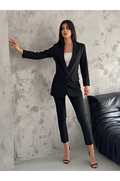 SİZ Siyah Şal Yaka Blazer Ceket Havuç Pantolon Takım Elbise