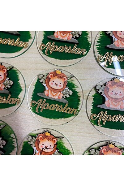 Roseart Aslan Boyalı Pleksi Bebek Hediyelik Magnet 10 adet
