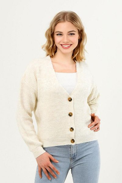 NOBLELOOK Women's Oversize V-Neck Knitwear Cardigan