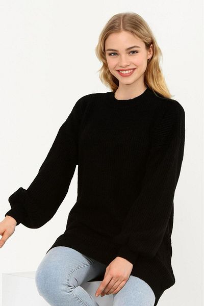 NOBLELOOK Women's Crew Neck Balloon Sleeve Knitwear Tunic