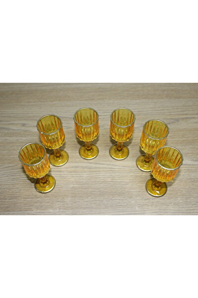 Dumans home 6 Lı Renkli Cam Kahve Yanı Su Bardağı  yaldızlı kadeh