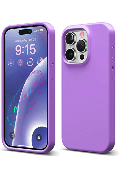 Molly iPhone 15 PRO MAX İçin Lila Liquid İçi Kadife Silikon Kılıf