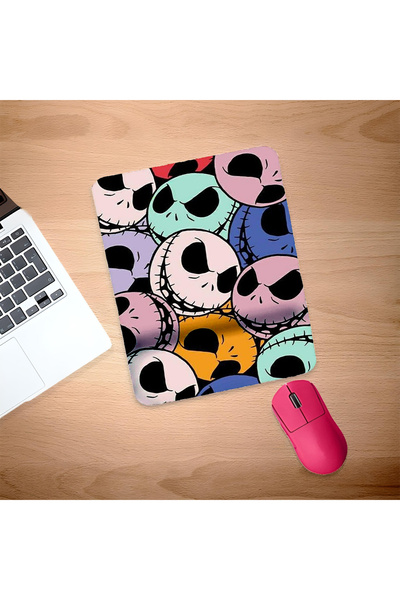 UcuruStore Πολύχρωμο Mouse Pad με σχέδιο Τρομακτικά Κεφάλια και Στήριγμα Καρπού