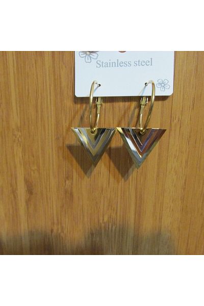 stainless steell TWO COLOR TRIANGLE EARRINGS