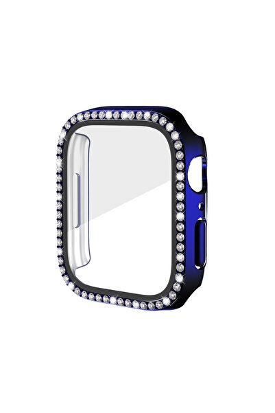 PSGT Apple Watch 3 4 5 6 7 8 9 Se 44 mm Kasa Koruyucu Işıltılı Parlak Taşlı K...