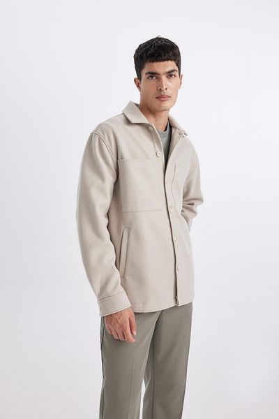 DeFacto Πουκάμισο Relax Fit Polo Collar Wool look Jacket B7382AX24SP