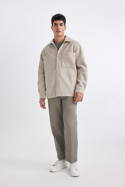 DeFacto Πουκάμισο Relax Fit Polo Collar Wool look Jacket B7382AX24SP
