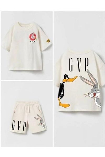 SS ÇEliK KOOP Bugs Bunny Printed Oversize Comfortable Stretchy Fit Summer T-Shirt Shorts Set