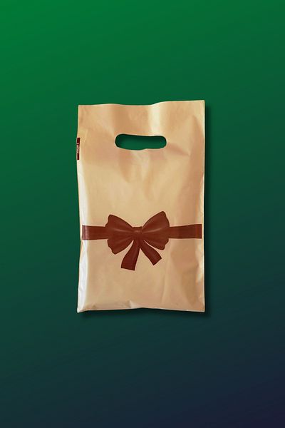 EGOPACK 17x25 Cm Store Bag - Ribbon Patterned Printed Hand-held Store Bag 100 Pieces