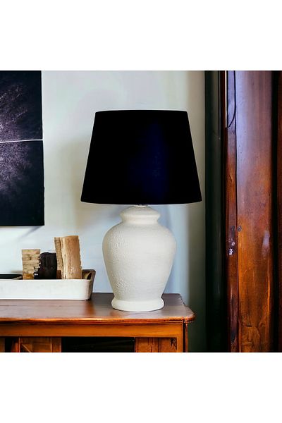 Qdec Vintage Ceramic Lampshade Rustic Ecru - Black