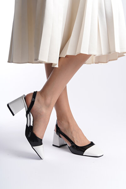 Moda Değirmeni Black-White Women's Heeled Shoes BG1171-119-0001
