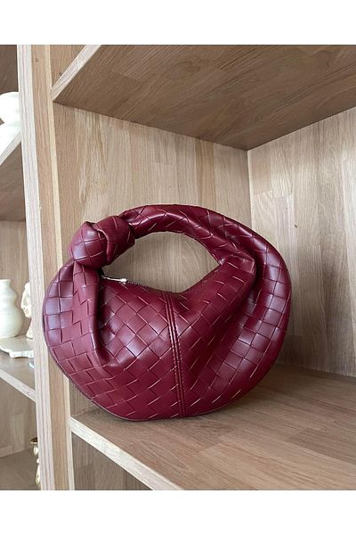 Tina Knot Detailed Braided Bag Claret Red