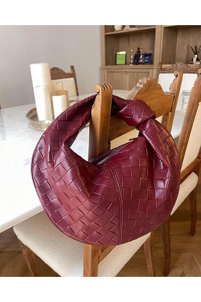 Tina Knot Detailed Braided Bag Claret Red