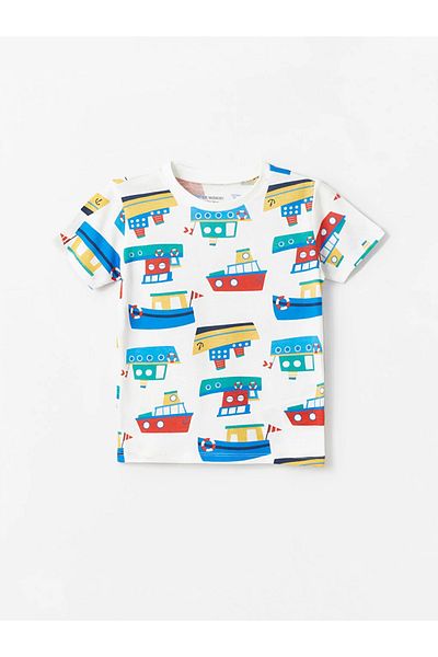 LC Waikiki LCW Baby Crew Neck Printed T-Shirt and Shorts for Baby Boy - Set of 2