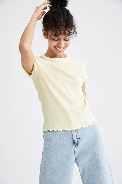 DeFacto Tricou de bază cu mânecă scurtă, slim, cu decolteu, K7064az22sm