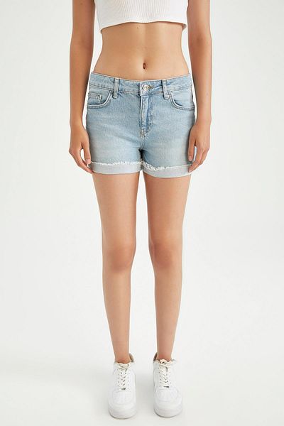 DeFacto Pantaloni scurți de jeans cu talie normală cu picior îndoit X3508az22sm