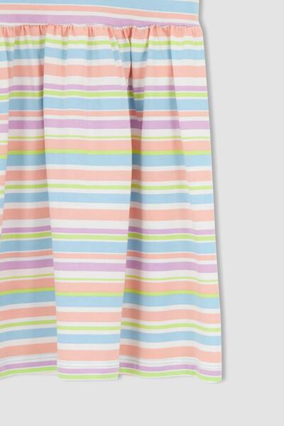 DeFacto Girl's Regular Fit Stripe Patterned Sleeveless Cotton Combed Summer Dress T2575a622sm