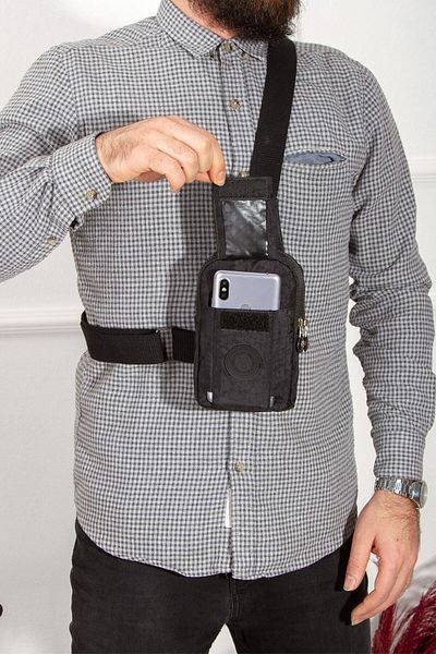 Newish Unisex Black Crinkle Waterproof Fabric Cross Shoulder And Waist Bag