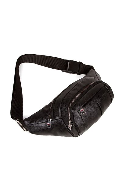 Newish Unisex Black Vegan Leather Cross Chest And Waist Bag Daily Shoulder Bag