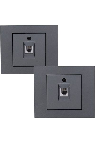 ga gözde aydınlatma Ss Build Ovivo Grano Smoked Numeris Phone Socket (Frame Included) 1 Piece