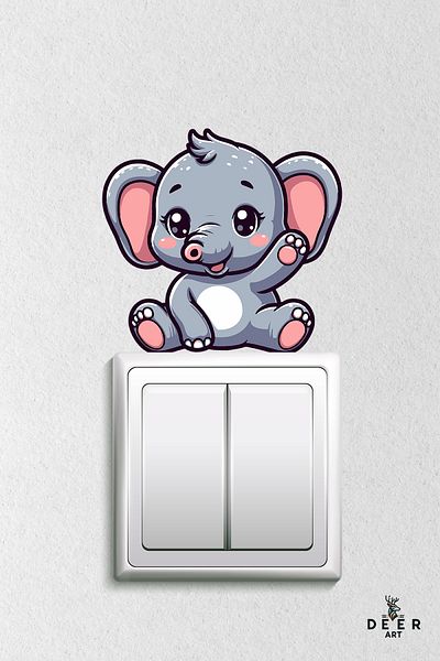 deer art Autocolant pentru priză - Autocolant decorativ de perete pentru camera copiilor elefant drăguț - Dads1