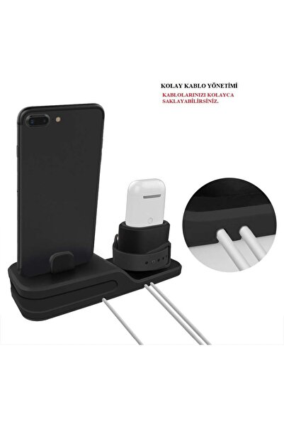 Markacase Apple Watch & Iphone &; Air Pods ile Uyumlu Silikon Dock Stand