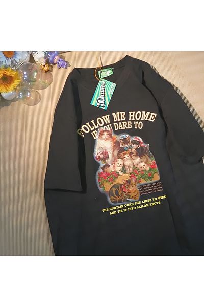Gofeel Μαύρο Unisex Μπλουζάκι Follow Me Home