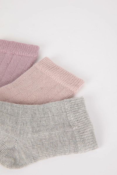DeFacto Baby Girl Non-Slip Sole 3-Piece Cotton Long Socks Y7833a2ns