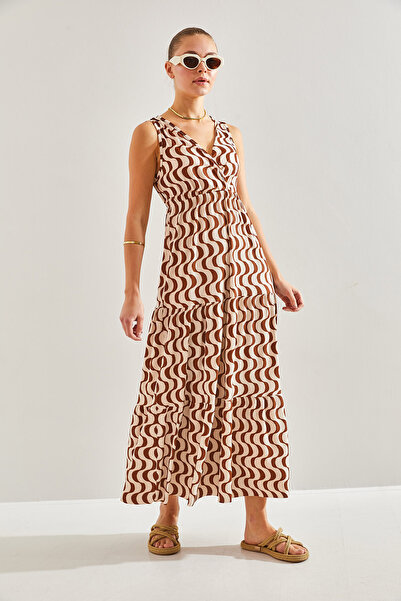 Bianco Lucci Dámske rozšírené šaty s dvojitým golierom s elastickým pásom60201011