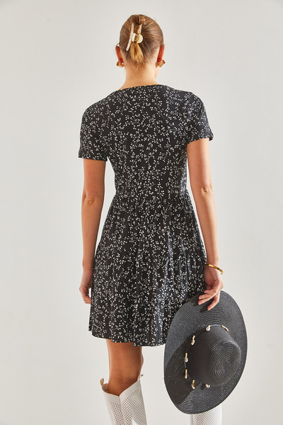 Bianco Lucci Zweireihiges Kleid mit Kragen und Muster für Damen60201003