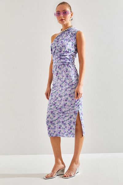 Bianco Lucci Women's Shoulder Low-cut Patterned Dress60201005