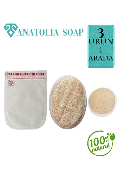 Anatolia Soap Natural Pumpkin Fiber Face And Body Also With Butterfly Thick Pouch Together Magnificent Triple