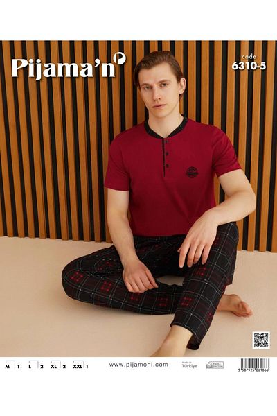 Pijamoni short-sleeved men's pajama suit