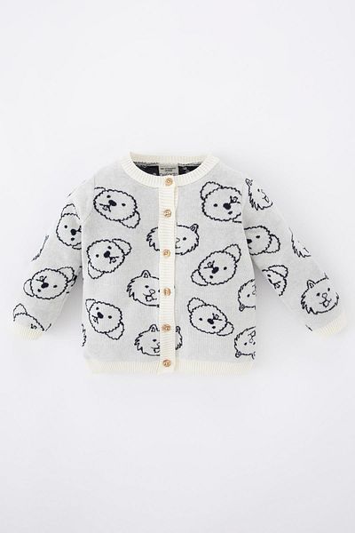 DeFacto Baby Boy Patterned Crew Neck Knitwear Cardigan Z1826a223sp