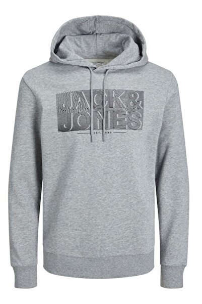 Jack & Jones Erkek Jjepeter Kapüşonlu Baskılı Sweatshirt 12235329