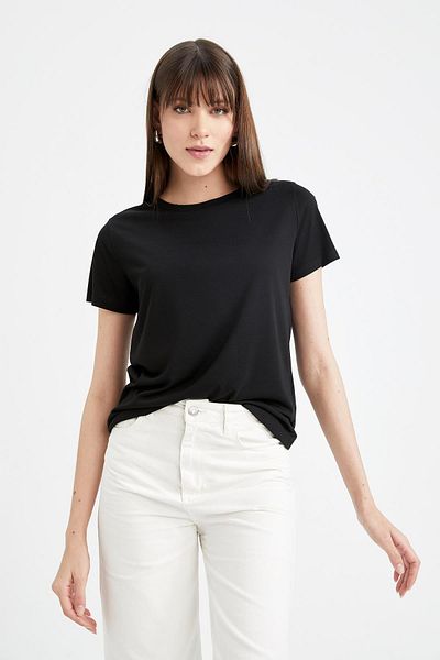 DeFacto Tricou cu mânecă scurtă cu decolteu obișnuit, de formă regulată, W7299az23sm