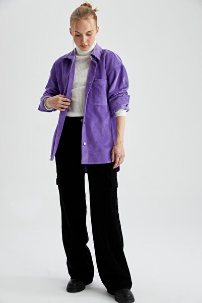 DeFacto Cool Cargo Pocket Wide Leg Velvet 100% bavlna kalhoty Y9874az22wn