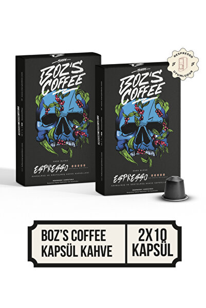 Bozs Coffee Dark Blend Nespresso Uyumlu Kapsül Kahve - 2'li Paket 20 Adet Kapsül