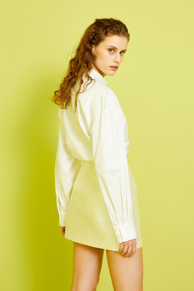 Jus De Pommes ECRU COLLAR STONE OVERSIZE WOMEN'S SHIRT