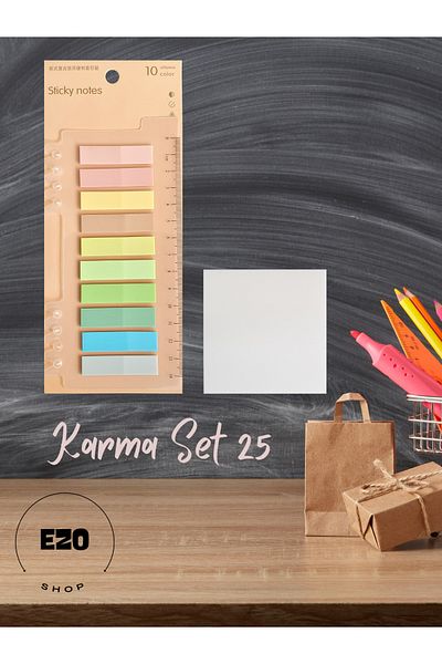 EZOSHOP 2 Piece Set Postit / Karenot 76x76cm Transparent Styled Note Kagidi Kirtasiye Post It Mixed Set 25