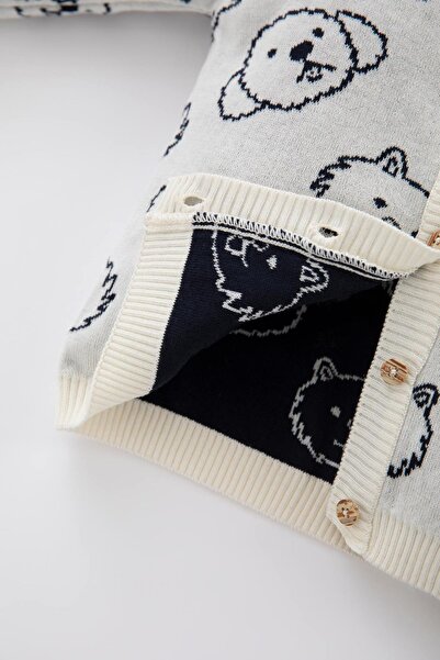 DeFacto Baby Boy Patterned Crew Neck Knitwear Cardigan Z1826a223sp