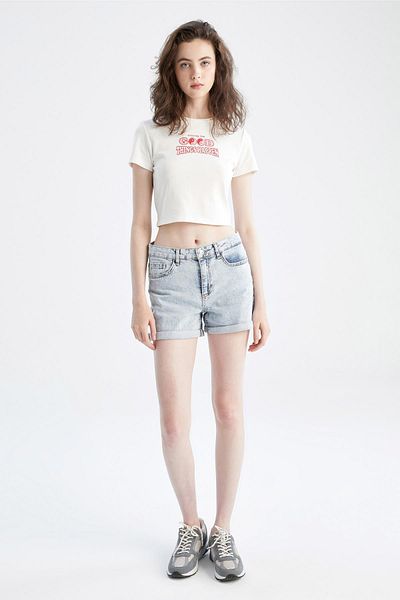 DeFacto Wanna Folded Washed Jeans Mini Shorts Y8861az22hs