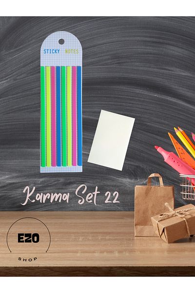 EZOSHOP Set of 2 Long Strip and Cardamom Small Size Transparent Adhesive Note Paper Stationery Post It Mixed Set 22