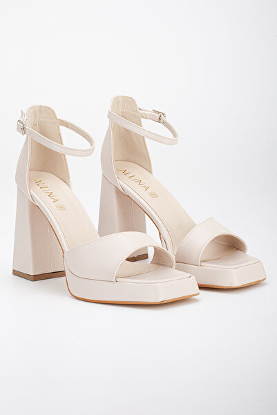 LİLLA Women's Angular Platform High Thick Heeled Evening Dress Shoes