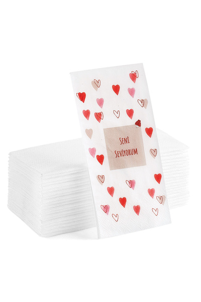 Matbaagraf Seni Seviyorum Yazılı Baskılı Sunum Peçetesi 20li