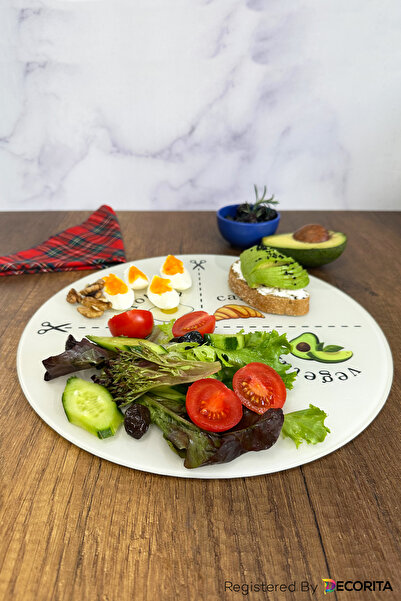 Decorita Glass Diet Plate| Glass Presentation Plate| Portion Plate - Avocado Visual| Diameter 32cm