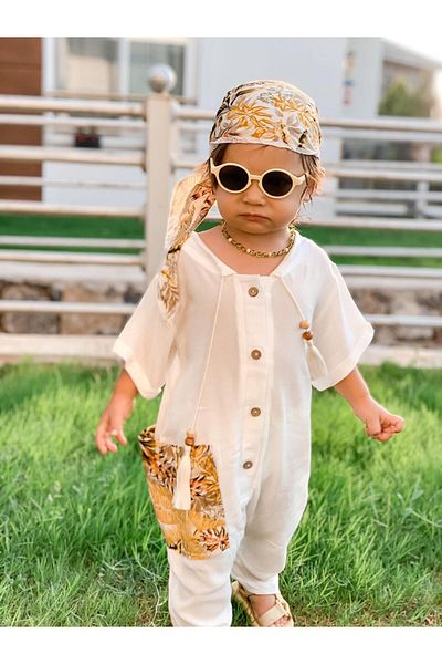bohemiankids baby wear Yellow Safari Jumpsuit