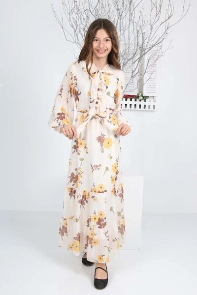 Wild Flower Rochie pentru fete, căptușită, lungime întreagă, cu model, elegan...