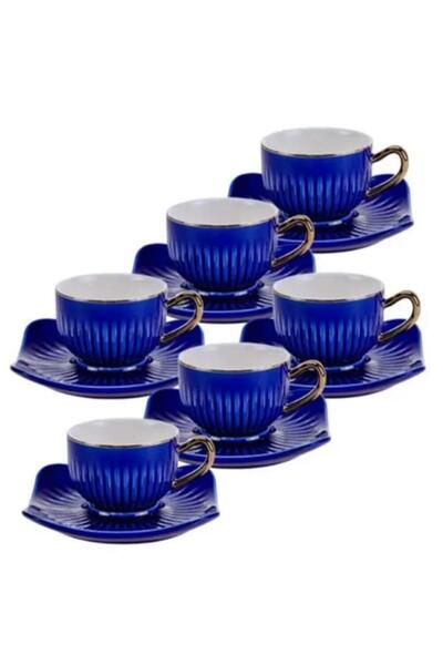 Emsan Nasip 6 Lı Mavi Kahve Fincan Takımı