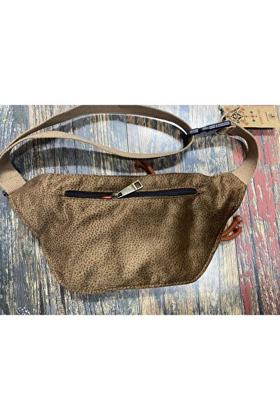 Street Bag Unisex Ethnic Authentic Bohemian Daily Travel Waist Bag Multi-Pocket Water Resistant Brown Ecru